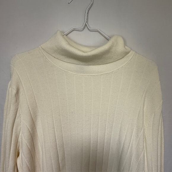 Talbots Plus Womens Ribbed Turtleneck Sweater 2X Cream Minimalist Capsule - Picture 2 of 11